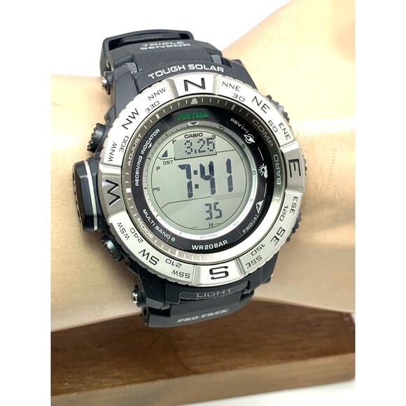 Casio Pro Trek Men's Watch PRW-3500 Solar Triple Sensor Digital Black Resin 3414 - Picture 11 of 15